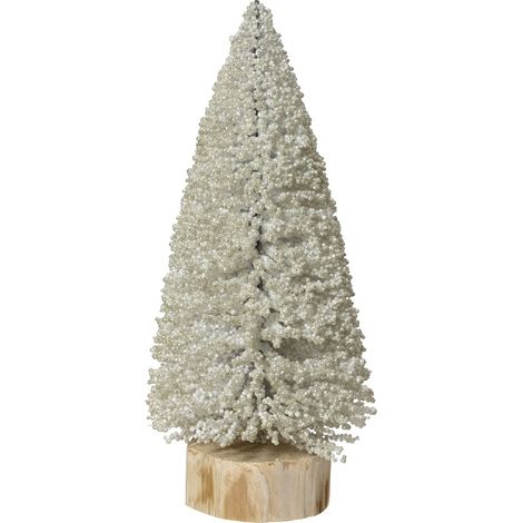 Mini-Baum weiß/perlmutt beglittert Ø 10 cm H: 24 cm