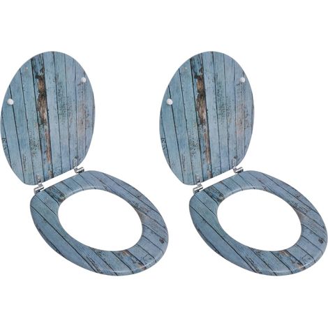 Juego de dos asientos de inodoro con tapa MDF acabado madera envejecida 020002950
