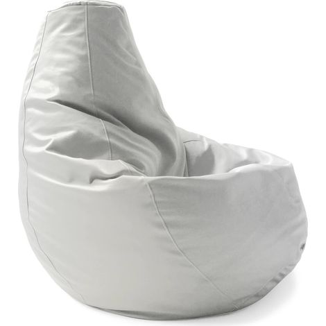 Dmora - Puff Dabbew, Bolso puf, 100% Made in Italy, Puf de piel sintética, Cm 70x70h110, Blanco