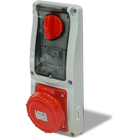 Presa interbloccata verticale con sezionatore, ad incasso, con portafusibile, 380V, 4 poli, 16A, IP67 - Rosi 16.3316R6-I (1/2)
