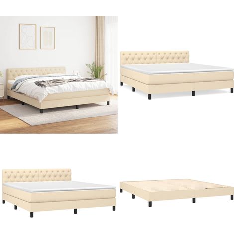 Boxspringbett mit Matratze Creme 160x200 cm Stoff - Boxspringbett - Doppelbett - Cremefarbenes Bett - Bettrahmen - Matratze - Home & Living (1/5)