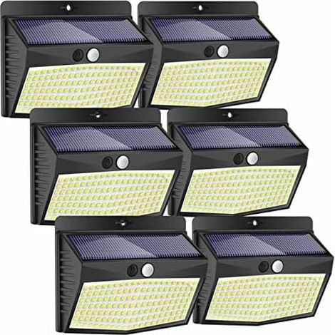 [Lot de 6]Lampe Solaire Exterieur,Peasur 138LED Lumiere Solaire Exterieur avec Detecteur de Mouvement Étanche 3 Modes Eclairage Exterieur Solaire Spot Led Sans Fil pour Jardin,Terrasse,Garage (1/5)