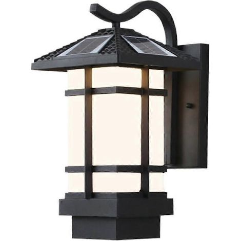 Applique solaire murale IP65 étanche, éclairage solaire extérieur crépusculaire pour jardin, terrasse et aménagement paysager, noir (1/5)