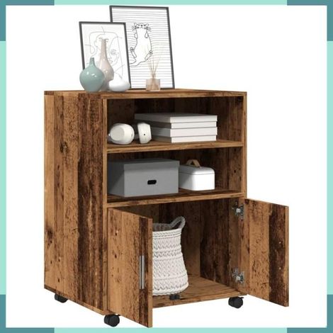Armoire à roulettes - 853171 - Vieux bois - Bois d'ingénierie - 4 roulettes (2 freins) (1/5)