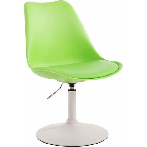 Chaise de salle à manger x1 pivotante hauteur réglable en plastique vert et pied trompette en métal blanc 100008508 (1/3)