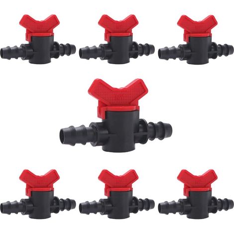 Kit de robinetterie de jardin 7 pièces pour irrigation goutte à goutte – Raccords de tuyau en plastique et vannes d'arrêt pour tuyau de 16 mm (1/5)