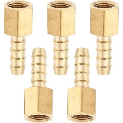 Laiton BSP Raccord Coupleur/Adaptateur 1/8-Pouce Femelle BSPP x1/4-Pouce(6mm) Tuyau Barbillon Pétrole Gaz Eau (paquet de 5) (1/4)