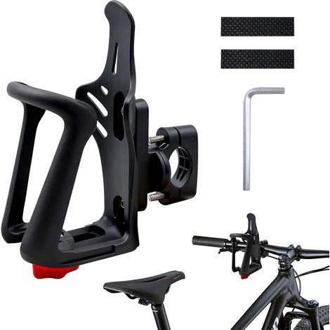 Porte Gourde Velo Réglable 55-85mm, Porte Bidon Velo Rotation 360° pour Guidon/Cadre, Universel Support Gourde pour VTT Vélo de Route Vélo Électrique et Moto (Noir) (1/5)