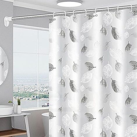 1pc Rideaux de Douche, Rideau de Douche 180x200 cm, Rideau Douche Anti Moisissure - Blanc la Feuille Lavable Rideau - avec 12 Crochets à Rideaux - pour la Maison, L'hôtel, La Baignoire (1/4)