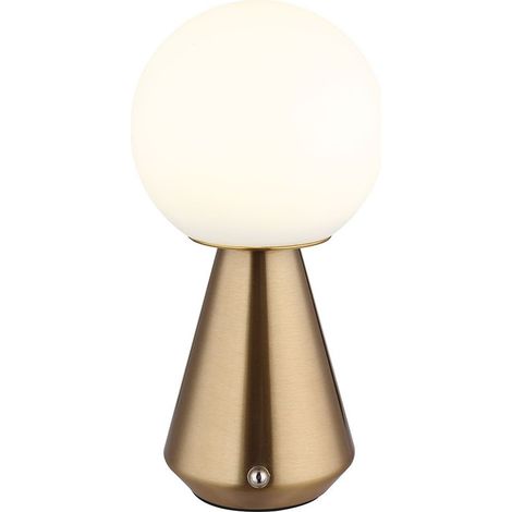 Lampe de table rechargeable USB CCT cuivrée ACKERMAN avec variateur tactile, abat-jour opaline, LED 1,5 W (140 lm), blanc chaud/froid, D 12 x H 23,5 cm (1/5)