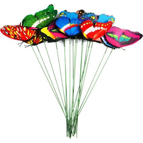 15 pièces papillons simulés colorés pour décoration de plantes, accessoires de jardinage inserts décoratifs (1/5)