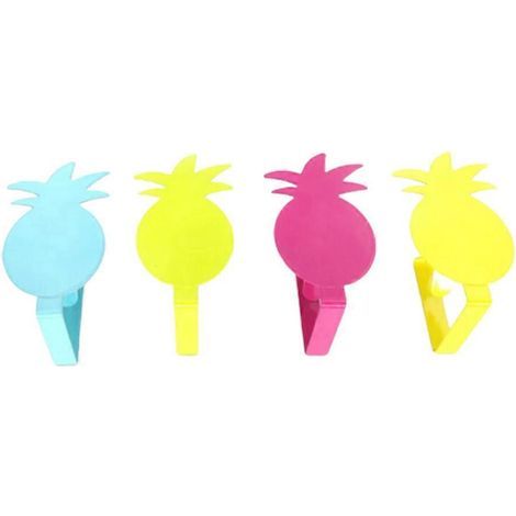 Set mit 4 Tischdeckenklammern aus Metall in Ananasform für Zuhause, Küche und Gastronomie (Farbe zufällig). – 8,5 x 5 cm (1/4)