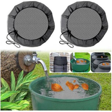 Pair Filet pour récupérateur d'eau de pluie, housse pour récupérateur d'eau de pluie avec cordon de serrage, housse ronde pour récupérateur d'eau de pluie, protection contre les moustiques et les feui (1/5)