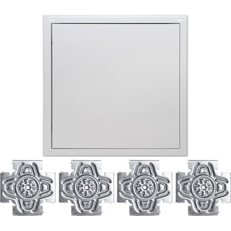 Semin – Trappe de visite métallique laquée blanche 500 mm x 500 mm – Ouverture poussez/lâchez – Fixation pour plaques de plâtre – Utilisation pièces humides (1/5)