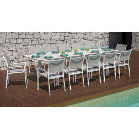 Tavolo allungabile in alluminio bianco 200/300x102 cm MALIGI HOME MG/GLADIOLO Bianco - Alluminio (1/5)
