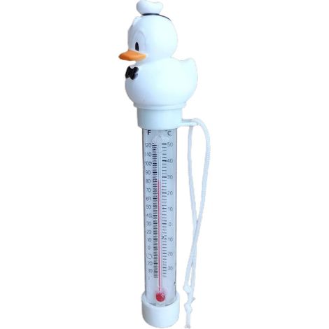 Termometro galleggiante per piscina, termometro da esterno a forma di anatra, facile da leggere, galleggiante con cordino per serbatoi d'acqua e acquari.
