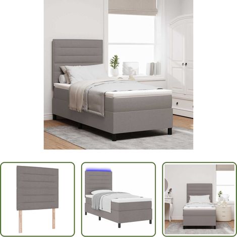 Matratze - Boxspringbett mit Matratze mit LED Taupe 80 x 200 cm Stoff (1/5)