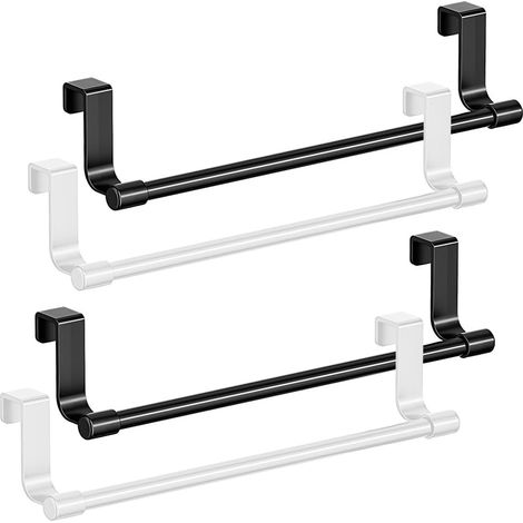4 Pièces Porte-Torchon, Acier Au Carbone, Plastique ABS, Sans Perçage, Pour Cuisine Et Salle De Bain (1/5)