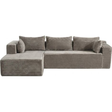 ELVMI Sofá Seccional Modular 2 Piezas en Pana, Sin Montaje, Estructura de Espuma, Gris (1/4)