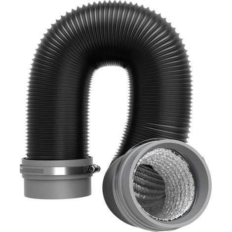 Tuyau d’évacuation d’air 75 mm 2,5 m avec raccord souple, gaine de ventilation flexible 4 couches PVC aluminium avec 4 colliers, pliable et découpable, pour sèche-linge, hotte et VMC (1/5)