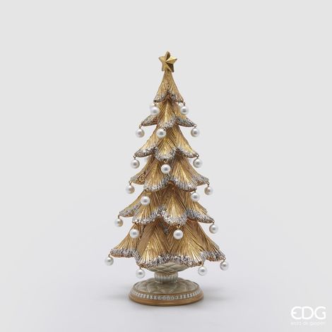 EDG Enzo De Gasperi Albero di Natale Pino Poly con Perle H 36 Cm D 19 Cm Oro Argento (1/2)