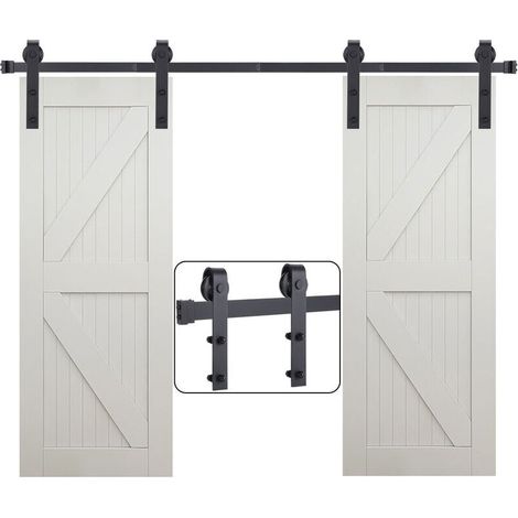 Ulisem 352cm Sliding Door Hardware Kit - Double Barn Door Hanging Set for Bedroom/Garage