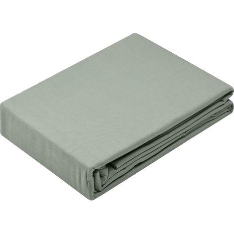 Drap Housse Taille 180x200 cm 100% Coton Biologique Couleur Kaki Modèle Horizon Linge de lit pour Maison Doux et Confortable (1/5)