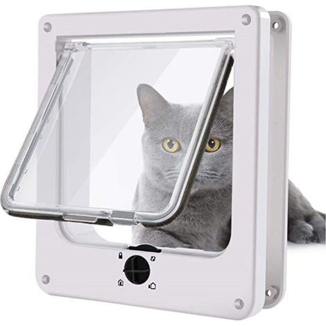 Katzenklappe, wasserdichte Haustiertür mit 4-Wege-Drehverriegelung für Katzen und Welpen, einfache Installation - Crezuo