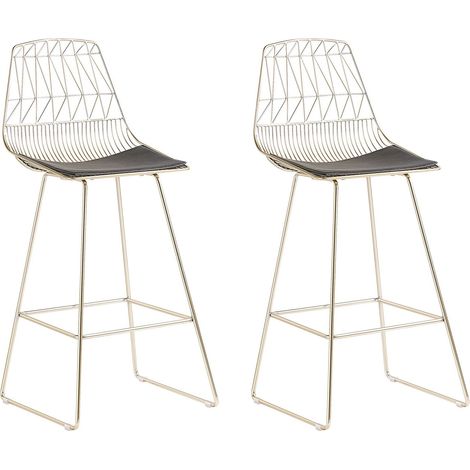 Set of 2 Bar Chairs PRESTON Metal Gold (1/5)
