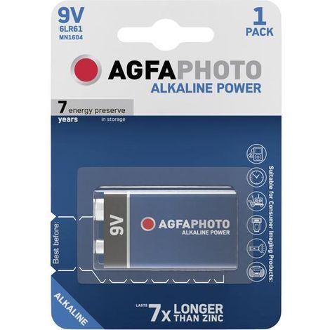 Agfa-photo 6LR61 Pilas Alcalinas 9V Gris y Rojo