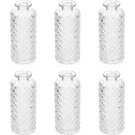Mini vases en Verre Petit Vase Decoratif Transparent Petits Décoratifs Fleur pour Centre de Table Décoration Maison Mariage 13 x 5 cm (1/5)