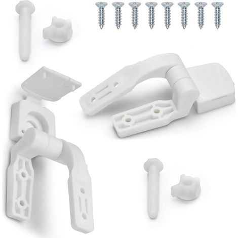 Bisagra de repuesto de plástico blanco para asiento de inodoro, con pernos, tornillos y tuercas kit universal de fijación de asientos de inodoro para reemplazo y reparación. (1/5)
