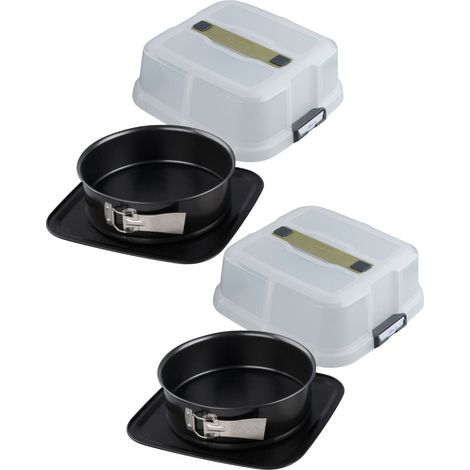 Ensemble de 2 Moules à charnière rond 23 cm avec couvercle de transport Zenker Bake Click and Go (1/5)