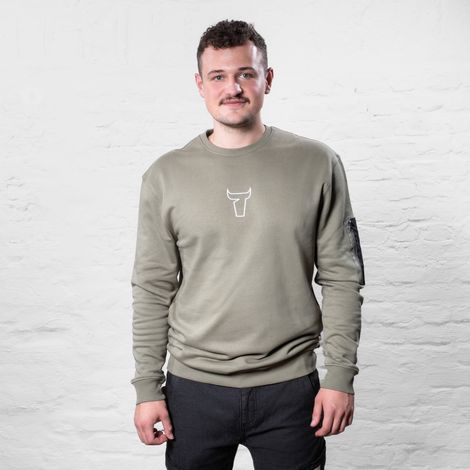 STIER Heavy Crew Sweater utility organic cotton M olive (1/5)