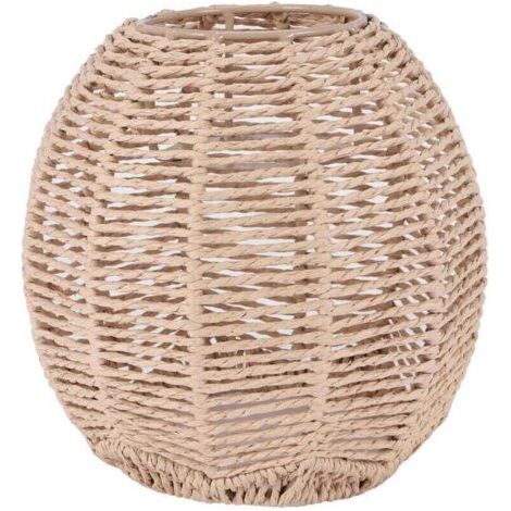 Abat Jour Rotin Tissé Main Style Rétro Éclairage Décoratif Lustre Lampe Couvercle (1/4)