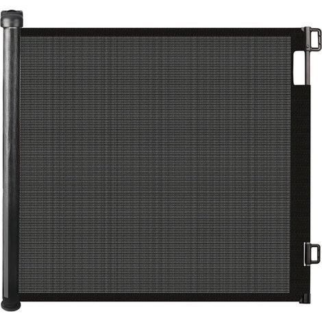 Barrière rétractable pour cuisine/escalier - 85,9 x 150 cm - Barrière en maille extra large pour bébé ou animal domestique - Barrière de sécurité intérieure pour enfants (noir, 85,9 x 150 cm) (1/5)
