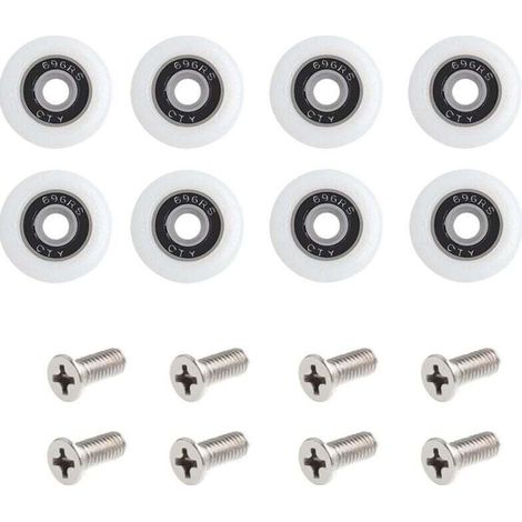 Lot de 8 roulettes pour porte de douche Avec Des Vis, 23 mm de diamètre roulettes de rechange pour porte de douche coulissante Pour cabine de douche (1/3)