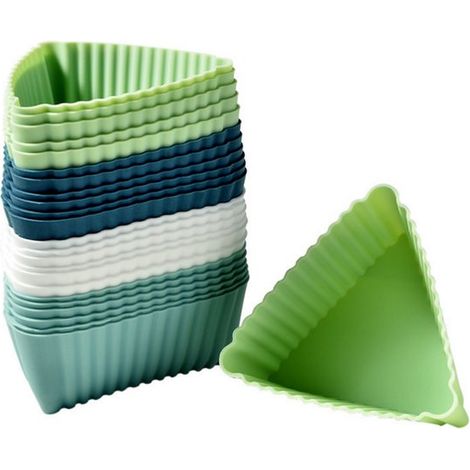 Stampi per crostate 6,5 x 6,5 x 2,5 cm, set da 24 pezzi, stampi per crostate in silicone, stampi da forno per muffin, torte, pasticcini e budini, stampi per muffin riutilizzabili per (1/5)