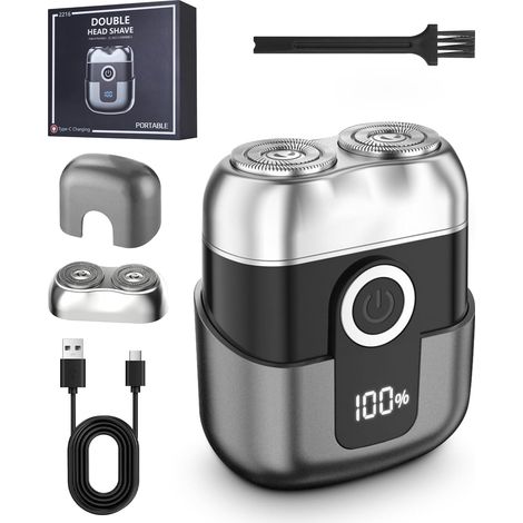Mini Rasoir Electrique Homme avec Affichage LED, Mini Rasoir Electrique Imperméable IPX6, Mini Rasoir avec Tête de Rechange, Rasoir Electriques Hommes pour les Familles, les Voitures et les Voyages (1/5)