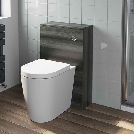 Charcoal Grey Bathroom Furniture WC Toilet Unit BTW Back to Wall Soft Close Bordeaux Toilet Pan (1/5)