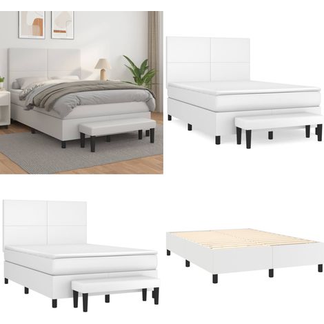 Boxspringbett mit Matratze Weiß 140x200 cm Kunstleder - Matratze - Kunstlederbett (1/5)