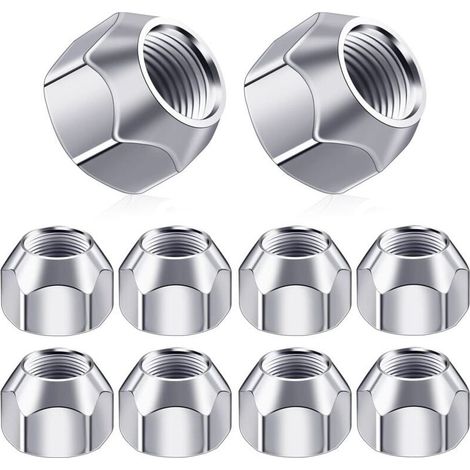 FOGCITY – Lot de 10 capuchons d'écrous de roue M12 – Acier inoxydable – Filetage métrique pas standard – Pour roues de remorque et clous à roues (1/5)
