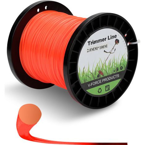 Randaco Mähfaden 100M Rund/Stern/6-skant Trimmerfäden Ersatz 2mm Orange