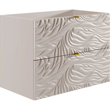 Mobile sottolavabo sospeso texturizzato - Beige - 80 cm - RINAREL (1/4)