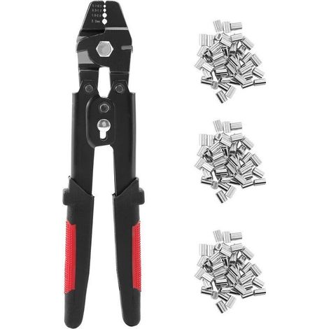 Outil de Sertissage de CâBle MéTallique Pinces de PêChe une Sertir Swager Crimpers avec Kit de Manchons une Sertir (1/4)