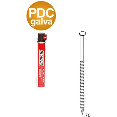 2 040 Pointes Annelées Galvanisées en Bande 34° (Pack) - 28x70 mm + 2 Cartouches de Gaz Rouge - D-Work (1/5)