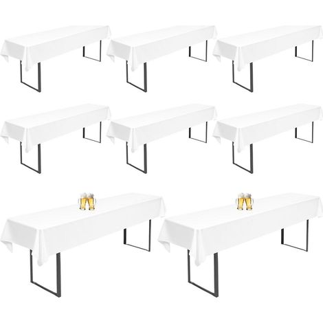 8er Set Biertischhussen Weiß 260x110cm Waschbar für 50/70cm Tische