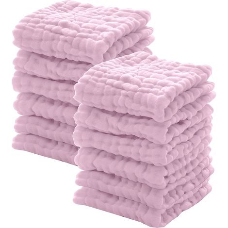 Set mit 12 rosa Gaze-Servietten für Kinder. (1/5)