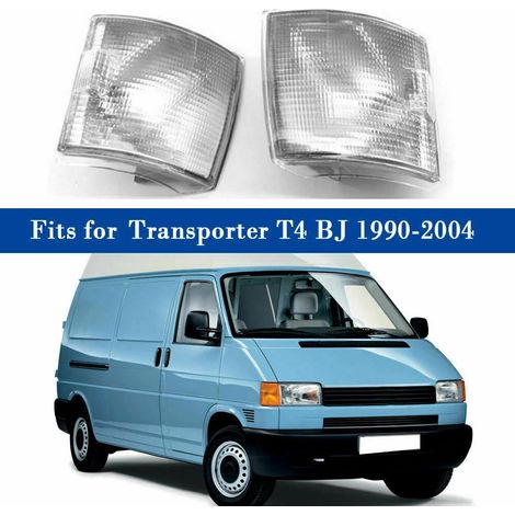 Paire Clignotants indicateurs d’angle avant gauche et droit pour Volkswagen Transporter T4 1990 à 2004 Feux de signalisation latéraux plastique ABS halogène, Référence OEM : 7D0953041C (1/4)