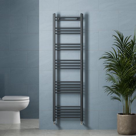 Anthracite Heated Towel Rail Straight Flat Bathroom Radiator 1600 x 450mm